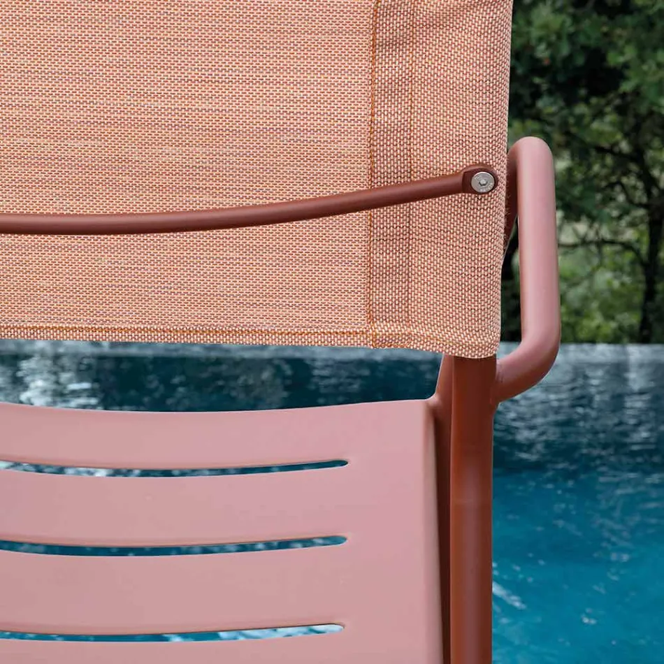 Set of 4 Galvanized Metal and Batyline Garden Chairs - Prestigio Viadurini