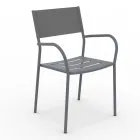 Set of 4 Galvanized Metal and Batyline Garden Chairs - Prestigio Viadurini