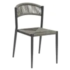 Set of 4 Aluminum and Colored Twist Wicker Chairs - Tavira Viadurini