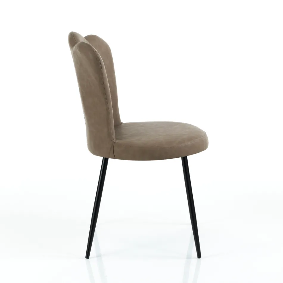 Set of 4 Aged Effect Synthetic Leather Chairs - Amber Viadurini