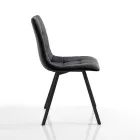 Set of 4 Chairs in Anthracite Fabric and Black Steel - Anthracite Viadurini