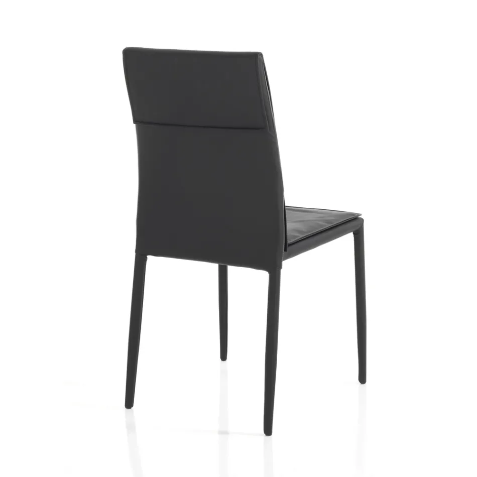 Set of 4 Chairs Upholstered in Synthetic Leather Different Finishes - Uranium Viadurini