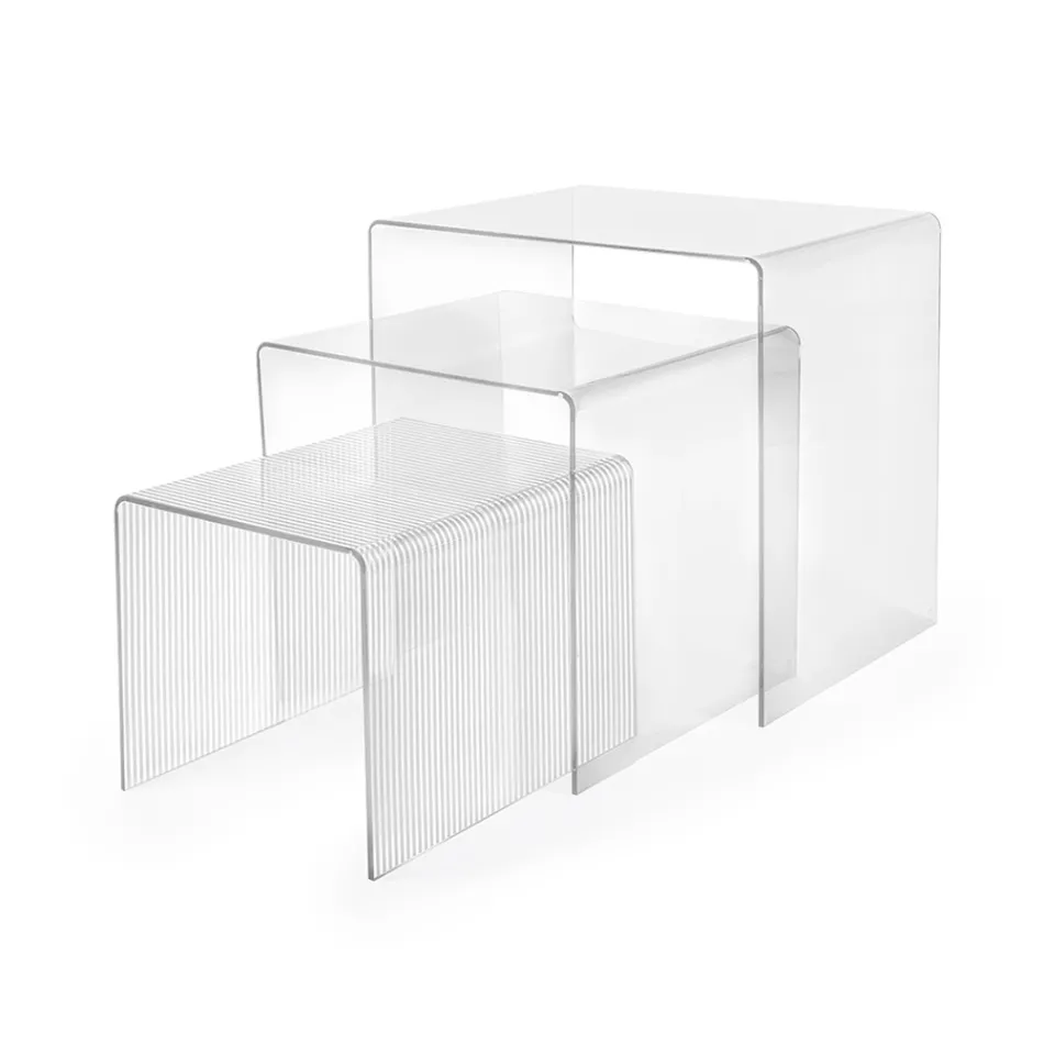 Set of Three Nesting Plexiglass Tables Made in Italy - Leandro Viadurini