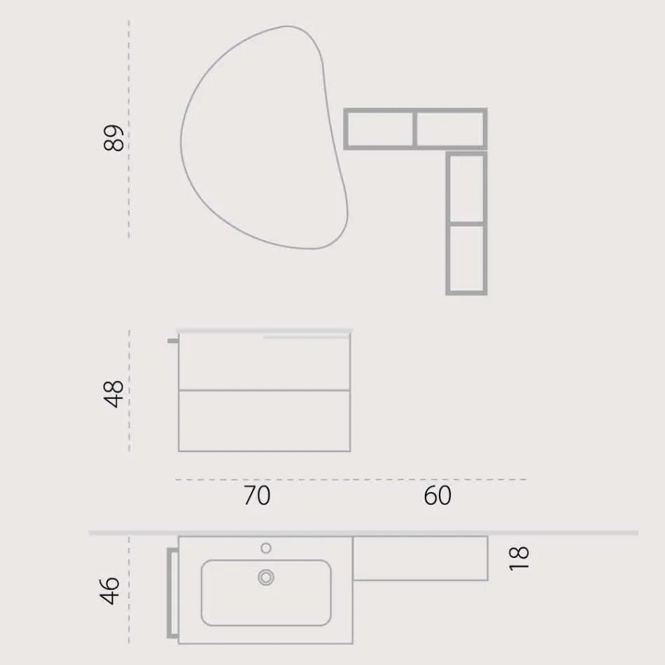 Wooden set bathroom furniture design suspension made in Italy Sad Viadurini