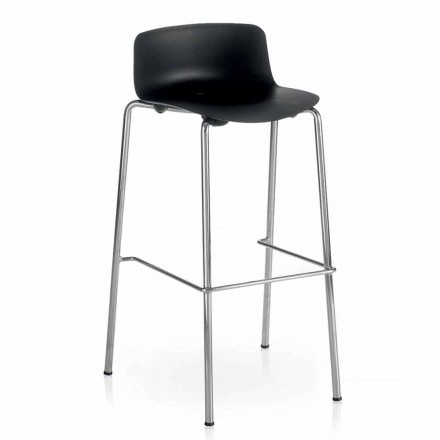 High Stool, 2 Pieces, in Metal and Polypropylene Made in Italy - Christabel Viadurini