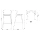 High Kitchen Stool with Ash Wood Structure Made in Italy - Oslo Viadurini