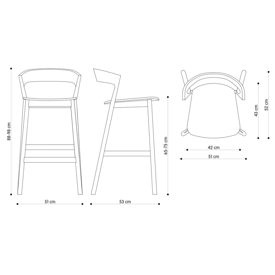 High Kitchen Stool with Ash Wood Structure Made in Italy - Oslo Viadurini