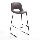High Kitchen Stool in Synthetic Leather and Black Metal 2 Pieces - Yuri Viadurini