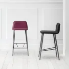 Quality High Stool in Leather with Metal Base Made in Italy - Molde Viadurini