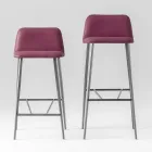 Quality High Stool in Leather with Metal Base Made in Italy - Molde Viadurini