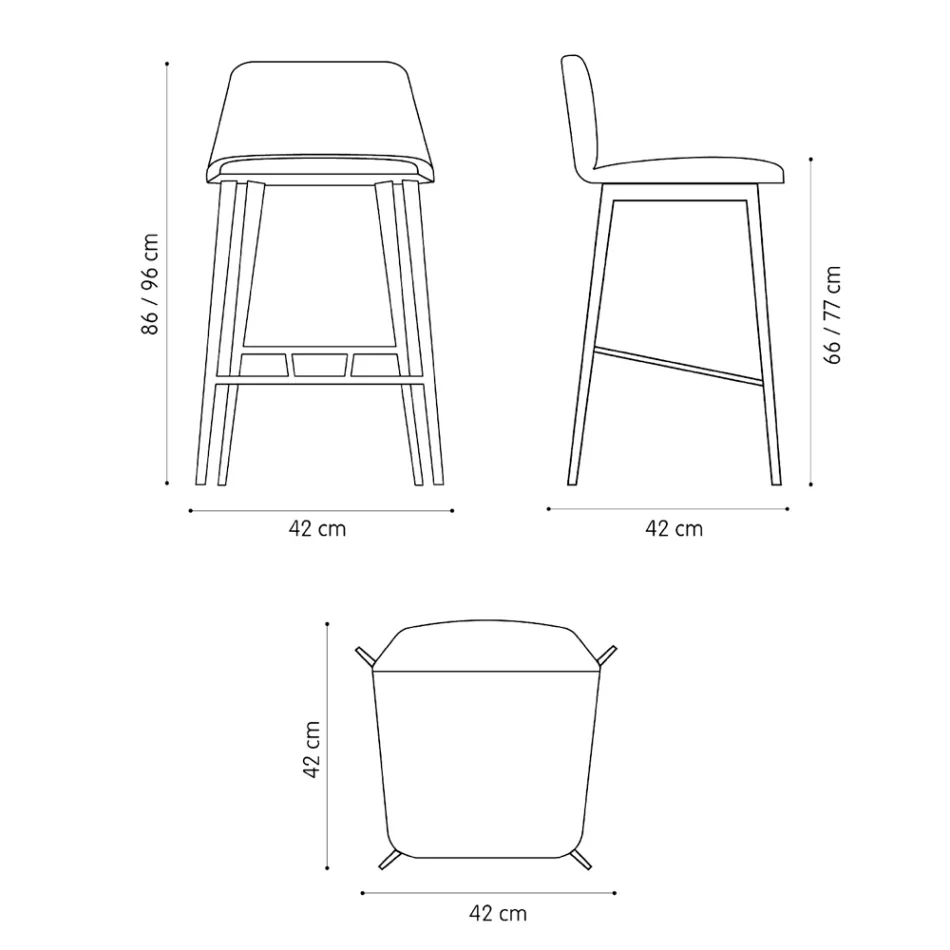 Quality High Stool in Leather with Metal Base Made in Italy - Molde Viadurini