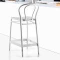 High Polypropylene Stool with Footrest, 4 Pieces - Gaya
