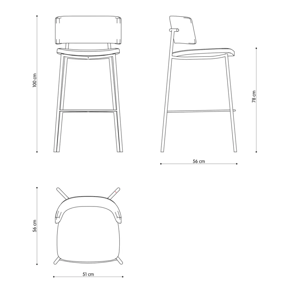 High Quality Stool with Velvet Upholstery Made in Italy - Alaska Viadurini