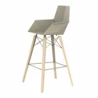 Bar Stool with Armrests in Wood and Plastic Various Colors - Faz Wood by Vondom Viadurini