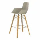 Bar Stool with Armrests in Wood and Plastic Various Colors - Faz Wood by Vondom Viadurini