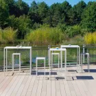 Outdoor Bar Stool in Powder Coated Metal Made in Italy - Meone Viadurini