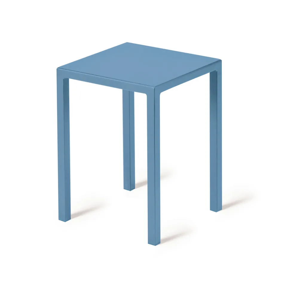 Low Square Steel Outdoor Stool Made in Italy - Azul Viadurini