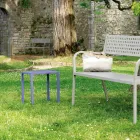 Low Square Steel Outdoor Stool Made in Italy - Azul Viadurini