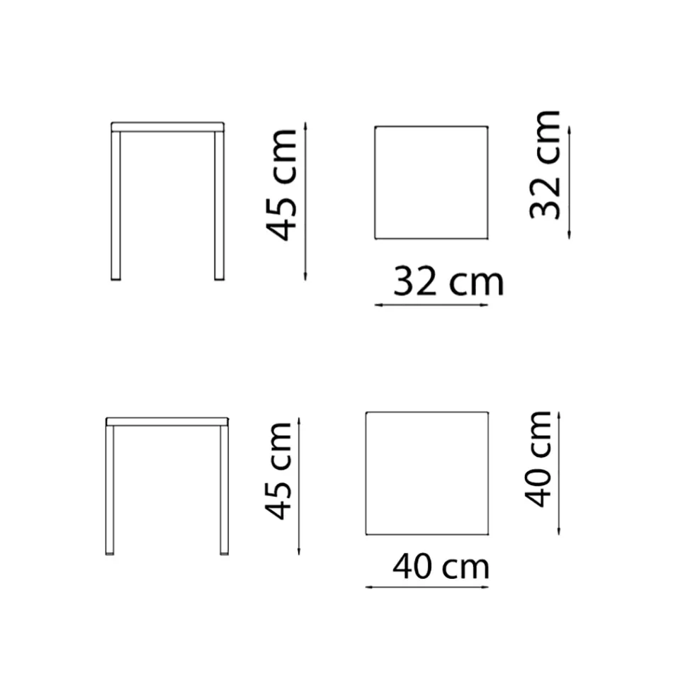 Low Square Steel Outdoor Stool Made in Italy - Azul Viadurini