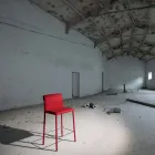 Stool Completely Upholstered in Red Technofiber Made in Italy - Screen Viadurini