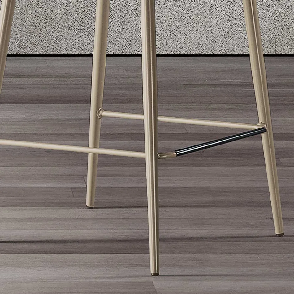 Stool with Metal Legs and Monocoque Fabric Seat Made in Italy - Hinata Viadurini