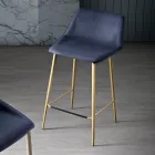 Stool with Metal Legs and Monocoque Fabric Seat Made in Italy - Hinata Viadurini