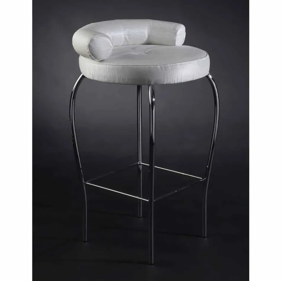 Stool with Steel Structure and Fabric Seat Made in Italy - Warsaw Viadurini