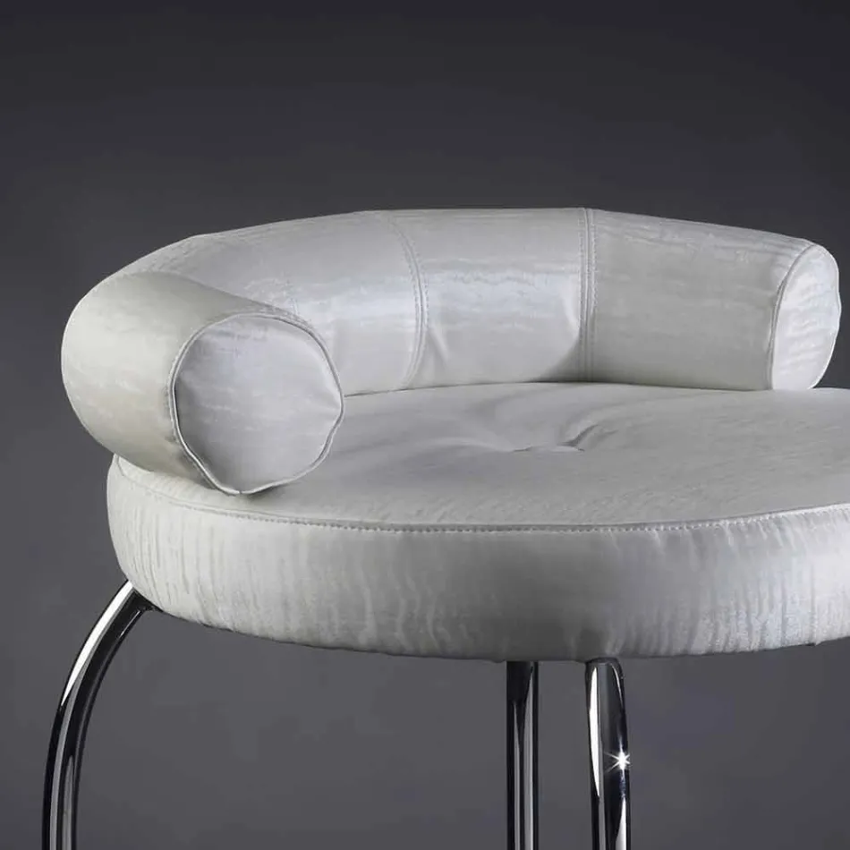 Stool with Steel Structure and Fabric Seat Made in Italy - Warsaw Viadurini