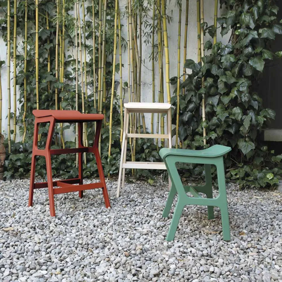 Stool with Solid Beech Wood Structure Made in Italy - Regensburg Viadurini