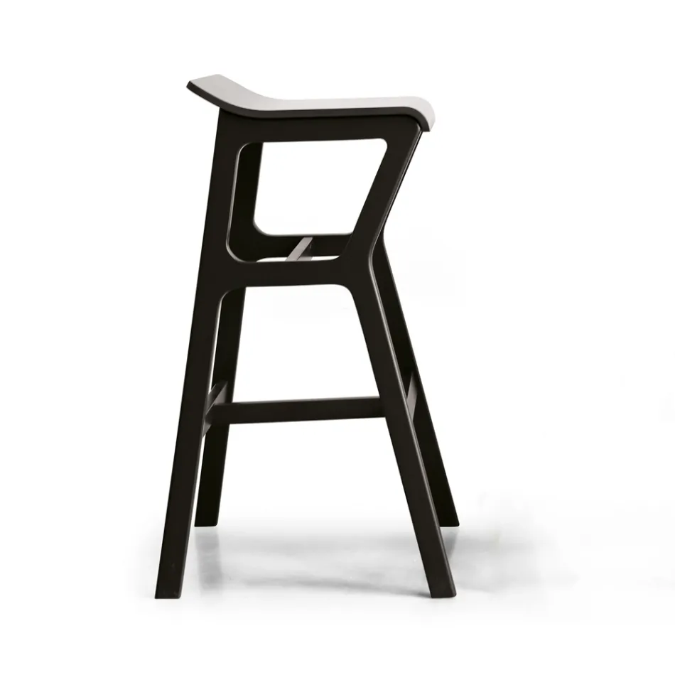 Stool with Solid Beech Wood Structure Made in Italy - Regensburg Viadurini