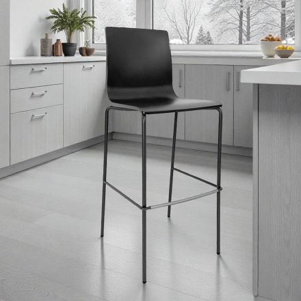 Kitchen Stool in Steel and Technopolymer Made in Italy 2 Pieces - Ghirlanda Viadurini
