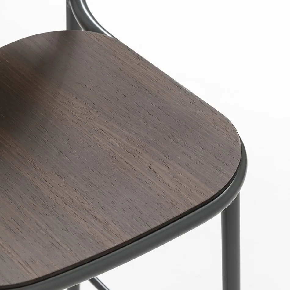 Kitchen Stool in Oak Wood and Metal Made in Italy 2 Pieces - Saffia Viadurini