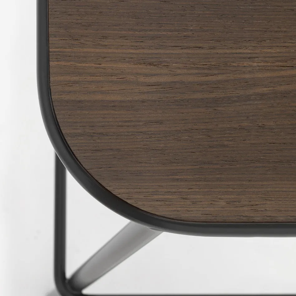 Kitchen Stool in Oak Wood and Metal Made in Italy 2 Pieces - Saffia Viadurini