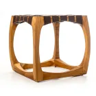 Designer Bathroom Stool Made of Teak with Woven Seat - Yucca Viadurini