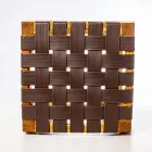 Designer Bathroom Stool Made of Teak with Woven Seat - Yucca Viadurini