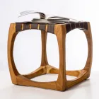 Designer Bathroom Stool Made of Teak with Woven Seat - Yucca Viadurini
