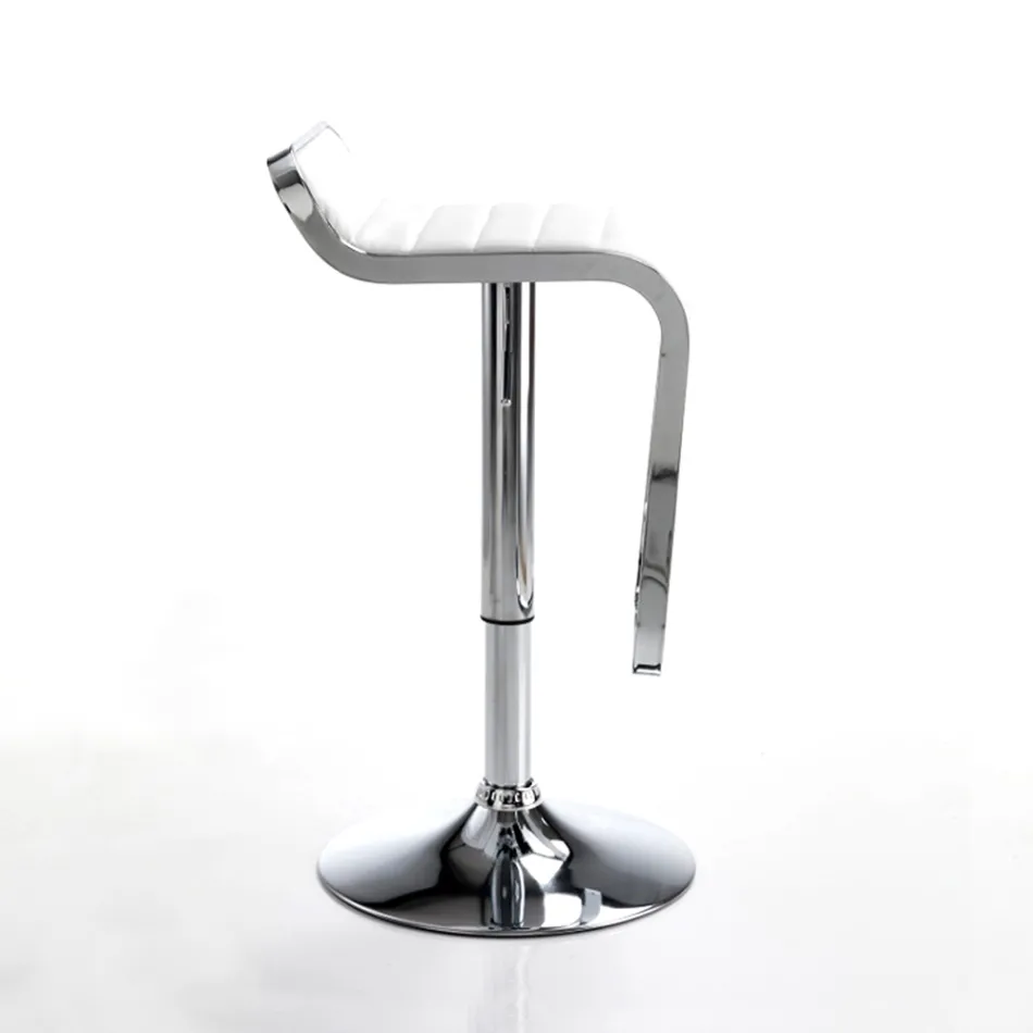 Bar Stool in Synthetic Leather and Metal - Berchelio Viadurini