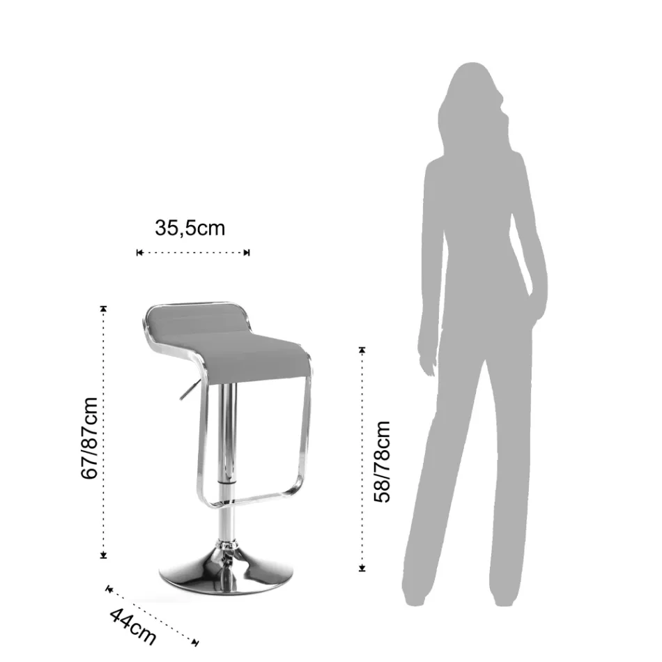 Bar Stool in Synthetic Leather and Metal - Berchelio Viadurini