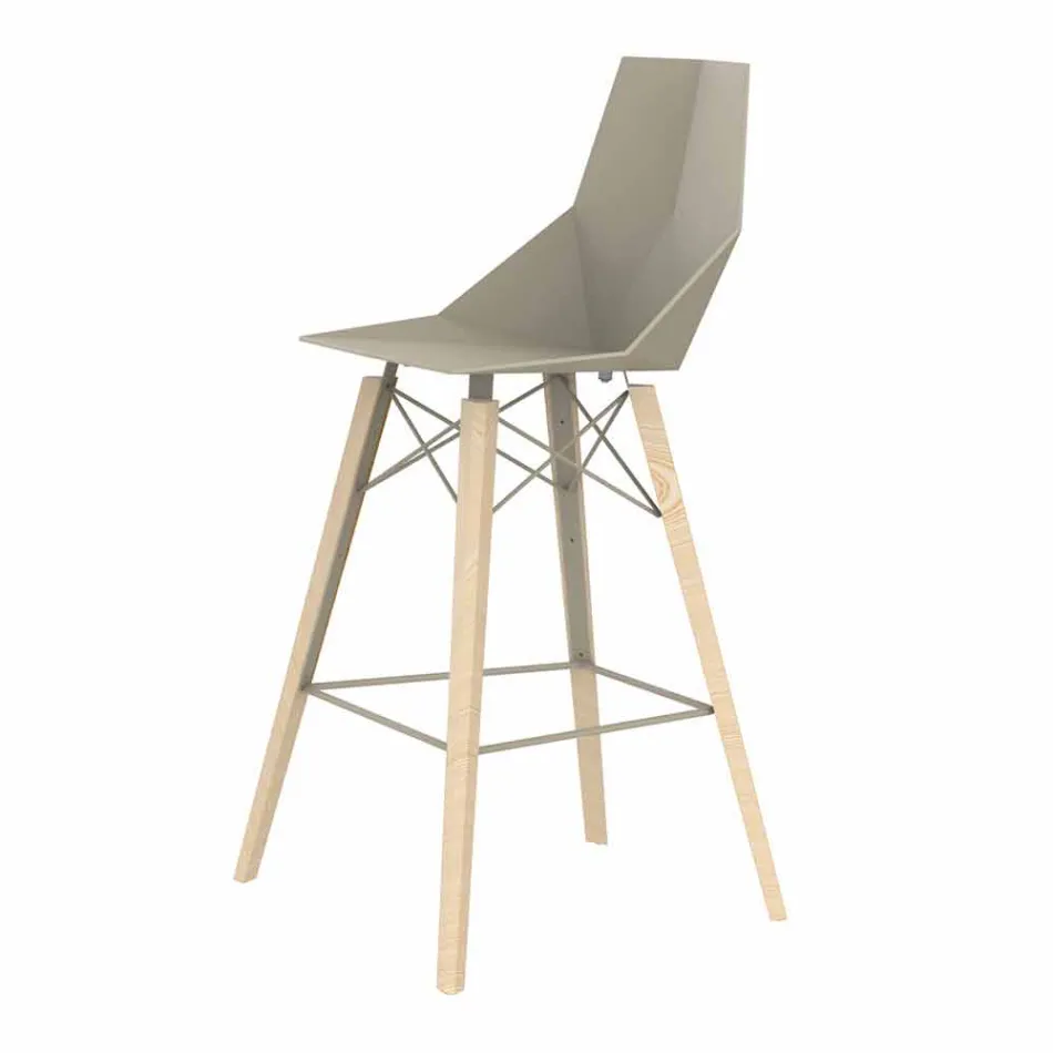 Indoor Bar Stool in Wood and Plastic Various Colors - Faz Wood by Vondom Viadurini