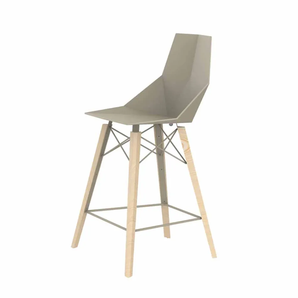 Design Kitchen Stool in Wood and Plastic Various Colors - Faz Wood by Vondom Viadurini