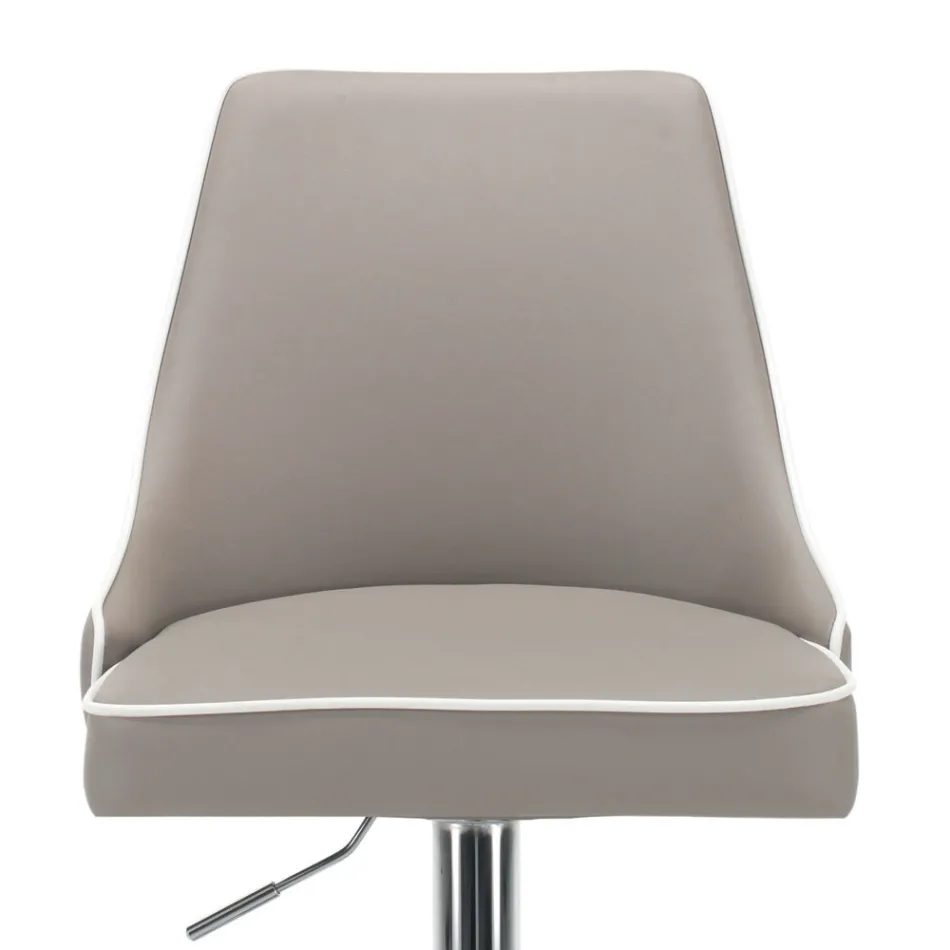 Kitchen Stool in Eco-Leather and Chromed Steel Made in Italy - Nirvana Viadurini