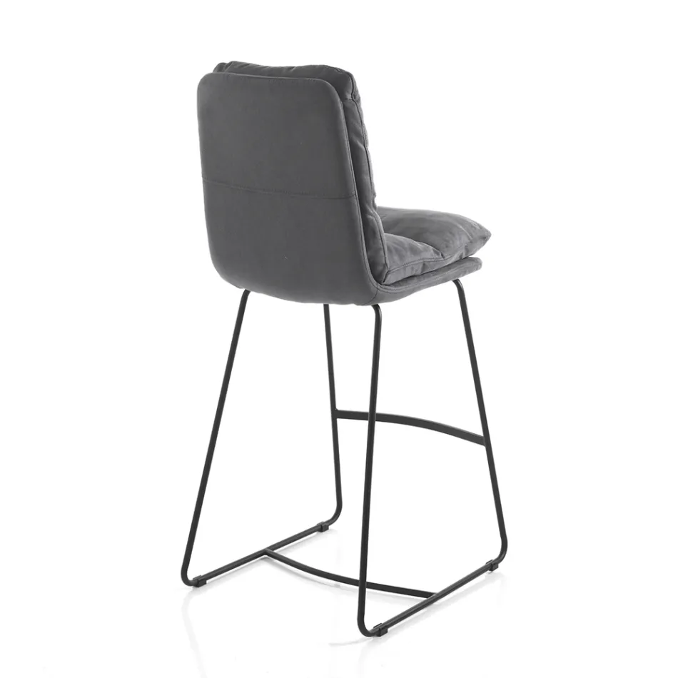 Kitchen Stool in Microfiber Gray Velvet Effect 2 Pieces - Fortaleza Viadurini