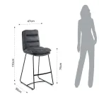 Kitchen Stool in Microfiber Gray Velvet Effect 2 Pieces - Fortaleza Viadurini