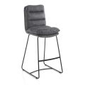 Gray Velvet Effect Microfibre Kitchen Stool 2 Pieces - Fortaleza
