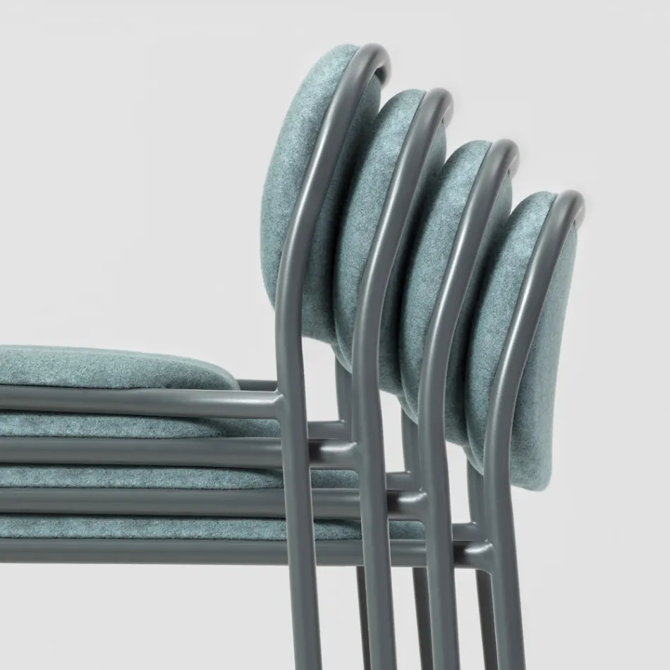 Kitchen Stool in Fabric and Metal Made in Italy 2 Pieces - Sangria Viadurini