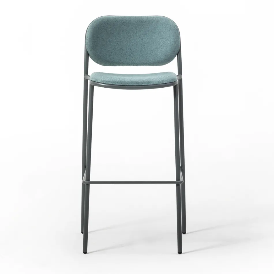 Kitchen Stool in Fabric and Metal Made in Italy 2 Pieces - Sangria Viadurini