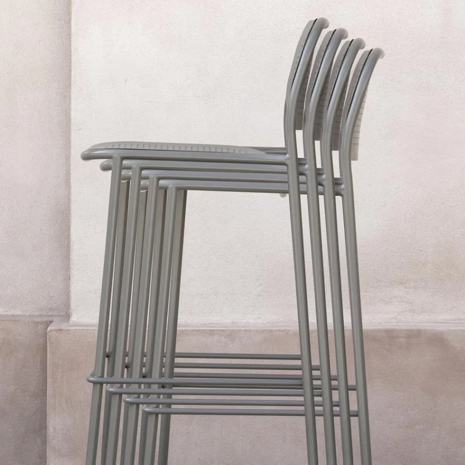 Outdoor Stackable Metal Stool Made in Italy 2 Pieces - Synergy Viadurini