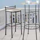 Graphite Iron Outdoor Stool Handcrafted in Italy - Zito Viadurini