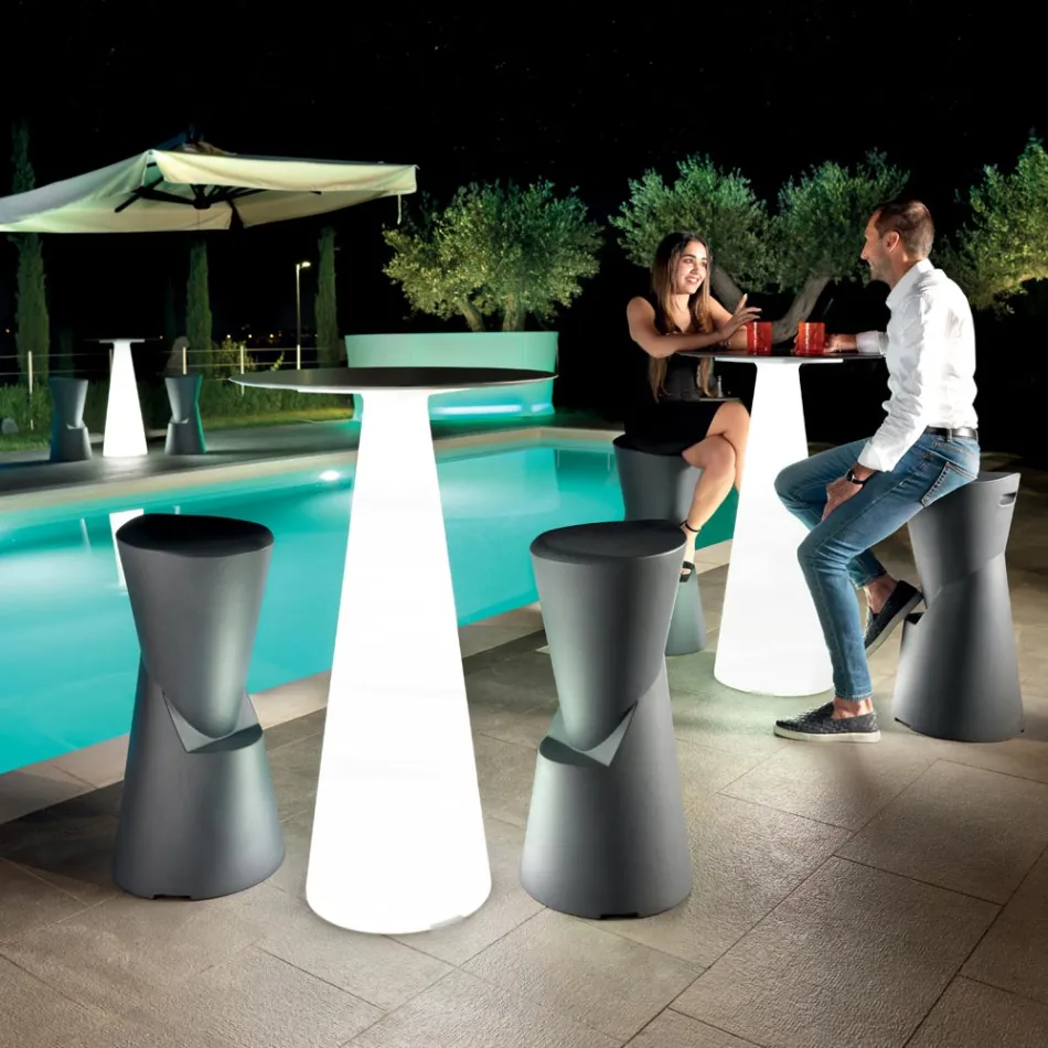 Outdoor Stool in Polyethylene 7 Colors Made in Italy - Cream Viadurini