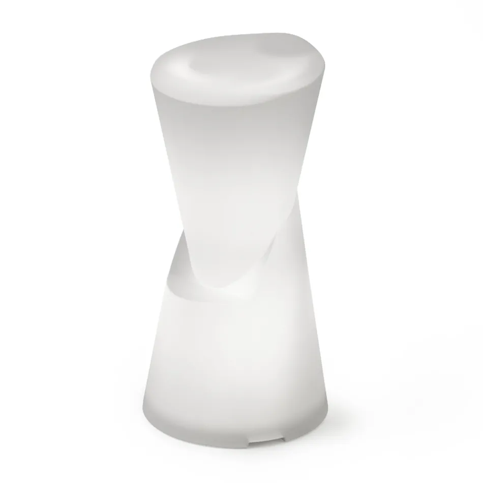 Luminous Outdoor Stool in White Polyethylene Made in Italy - Strawberry Viadurini